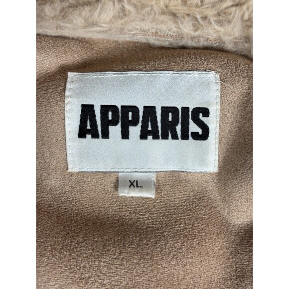 Apparis Rose Faux Fur Tan Moto Jacket XL Winter Coat Fall Zip Collared Teddy - Picture 3 of 12